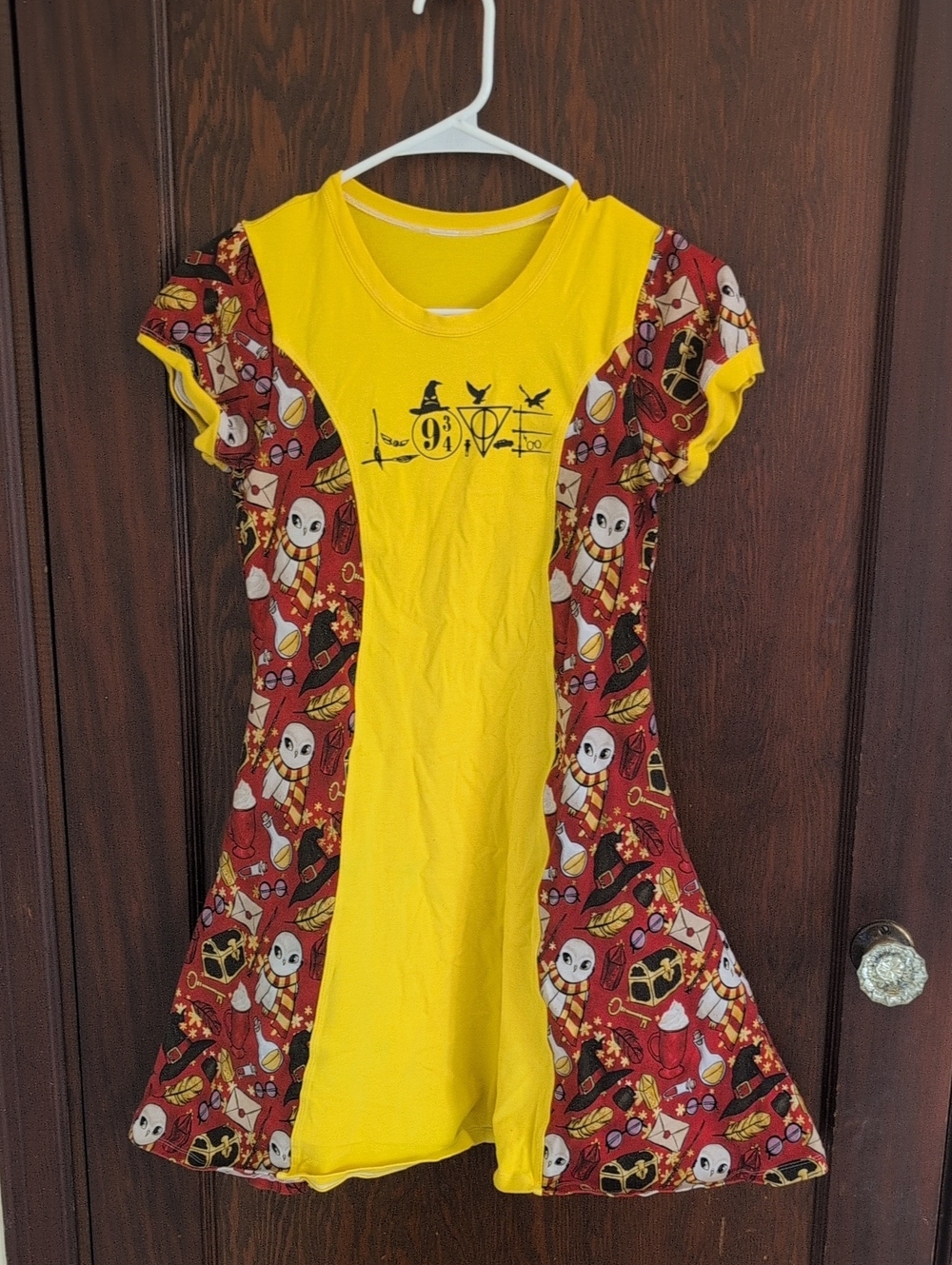 Harry Potter Yellow and Red Kids Costume Dress with Wizard Motif